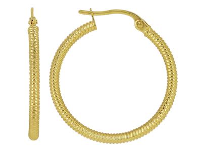 Orecchini A Cerchio, Tubo Rotondo 2 Mm, Diametro Interno 20 Mm, Oro Giallo 18 Ct.