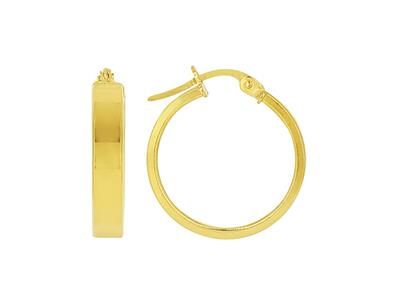 Orecchini A Cerchio, Tubo Rettangolare Liscio 3,50 X 1,30 Mm, Diametro Interno 10 Mm, Oro Giallo 18 Ct.