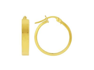 Orecchini A Cerchio, Tubo Rettangolare Liscio 3,50 X 1,30 Mm, Diametro Interno 15 Mm, Oro Giallo 18 Ct. - Immagine Standard - 1