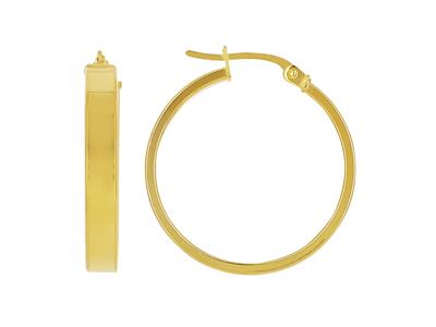 Orecchini A Cerchio, Tubo Rettangolare Liscio 3,50 X 1,30 Mm, Diametro Interno 20 Mm, Oro Giallo 18 Ct. - Immagine Standard - 1