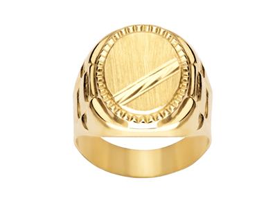 Anello Con Sigillo Ovale, Bordo 2 Linee 19 Mm, Oro Giallo 18 Ct, Dito 64 Chiuso - Immagine Standard - 1