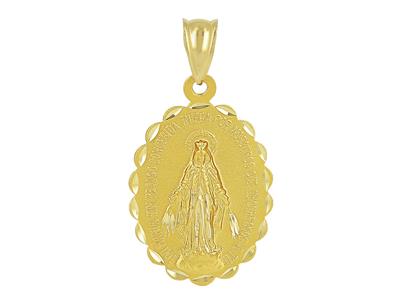 Medaglia Vergine Maria 25 X 18 Mm, Bordi Smerlati, Oro Giallo 18 Ct. - Immagine Standard - 1
