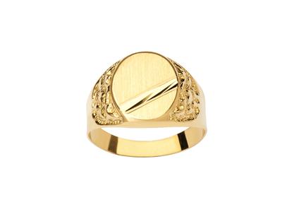 Anello Con Sigillo Ovale, Bordo Cesellato 15 Mm, Oro Giallo 18 Ct, Dito 62 Chiuso - Immagine Standard - 1
