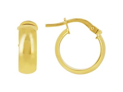 Orecchini A Cerchio Tubo Ovale 5 X 1,40 Mm, Diametro Interno 10 Mm, Oro Giallo 18 Ct.