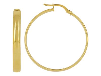 Orecchini A Cerchio, Tubo Ovale 4 X 1,30 Mm, Diametro Interno 30 Mm, Oro Giallo 18 Ct. - Immagine Standard - 1