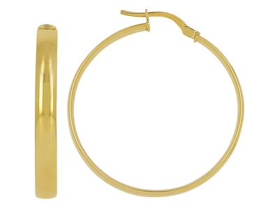 Orecchini A Cerchio, Tubo Ovale 4 X 1,30 Mm, Diametro Interno 30 Mm, Oro Giallo 18 Ct.