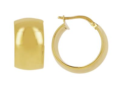 Orecchini A Cerchio Tubo Ovale 10 X 2 Mm, Diametro Interno 15 Mm, Oro Giallo 18 Ct.