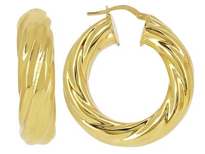 Orecchini A Cerchio, Tubo Ritorto Da 8 Mm, Superleggero, Diametro Interno 20 Mm, Oro Giallo 18 Ct. - Immagine Standard - 1