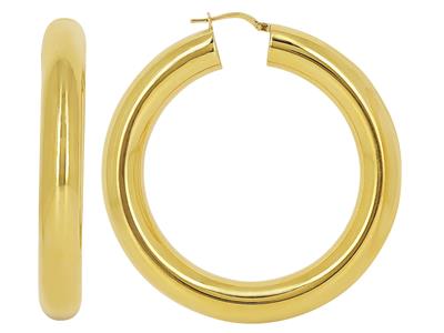 Orecchini A Cerchio, Tubo Rotondo Liscio 8 Mm, Superleggero, Diametro Interno 40 Mm, Oro Giallo 18 Ct. - Immagine Standard - 1