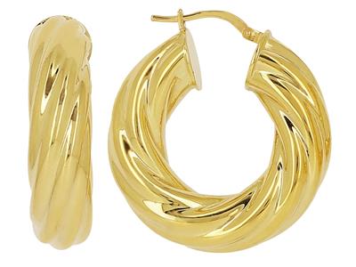 Orecchini A Cerchio, Tubo Ritorto Da 8 Mm, Superleggero, Diametro Interno 15 Mm, Oro Giallo 18 Ct. - Immagine Standard - 1