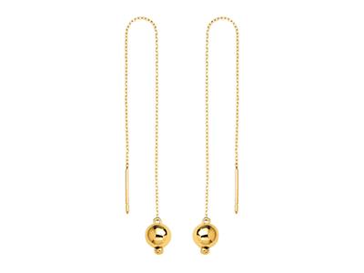 Orecchini Con Sfera Di 6 MM Su Catena Di 10 Cm, Oro Giallo 18 Ct. - Immagine Standard - 1