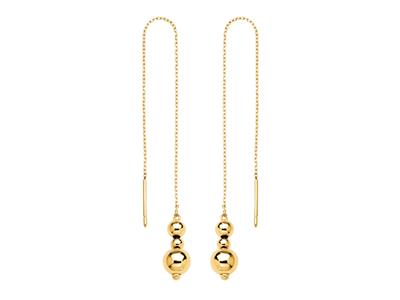 Orecchini Con Sfere Da 346 MM Su Catena Da 10 Cm, Oro Giallo 18 Ct.