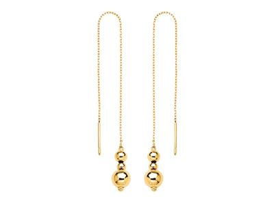 Orecchini Con Sfere Da 346 MM Su Catena Da 10 Cm, Oro Giallo 18 Ct.