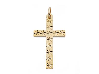 Ciondolo Croce Sfaccettata 32 X 20 Mm, Oro Giallo 18 Carati - Immagine Standard - 1