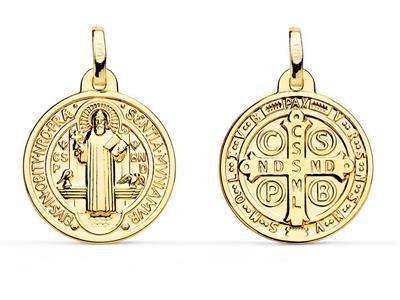 Medaglia Di San Benoit, Scapolare Cavo 18 Mm, Bifacciale, Oro Giallo 18 Ct. - Immagine Standard - 1