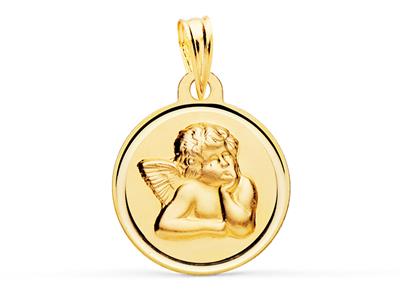 Medaglia Angelo Cavo 16 Mm, Oro Giallo 18 Carati - Immagine Standard - 1