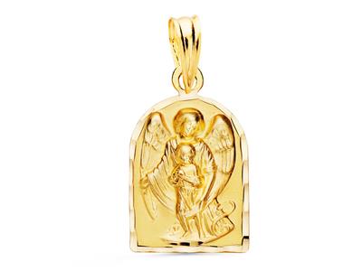 Medaglia Dell'angelo Custode Con Cappella, A Forma Di Alcova Vuota, 18 X 11 Mm, Oro Giallo 18 Ct. - Immagine Standard - 1