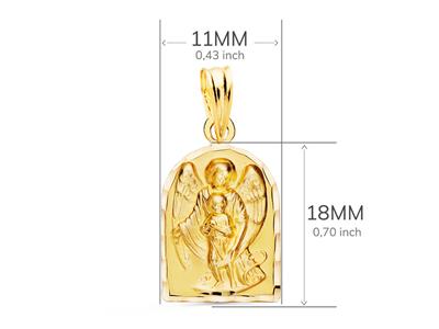 Medaglia Dell'angelo Custode Con Cappella, A Forma Di Alcova Vuota, 18 X 11 Mm, Oro Giallo 18 Ct. - Immagine Standard - 2
