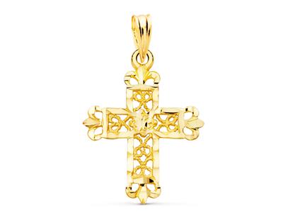 Pendente A Croce In Filigrana, 24 X 18 Mm, Oro Giallo 18 Carati - Immagine Standard - 1