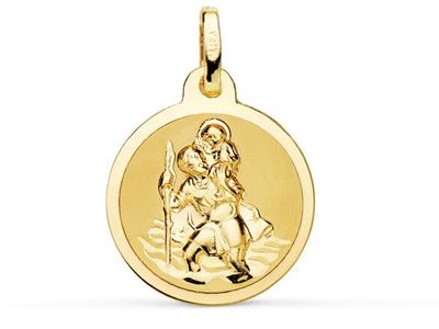 Ciondolo San Cristoforo, Cavo Sabbiato 16 Mm, Oro Giallo 18 Ct. - Immagine Standard - 1