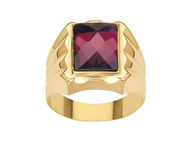 Anello Con Sigillo Quadrato 15 Mm, Ossido Rosso, Oro Giallo 18k, Dito Chiuso 58 - Immagine Standard - 1