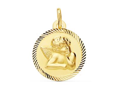 Medaglia A Forma Di Angelo, Incavo Chiaro 16 Mm, Oro Giallo 18 Ct. - Immagine Standard - 1