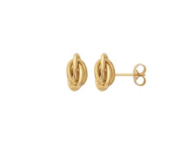 Orecchini Nodi Forat Incisi 4 X 9 Mm, Oro Giallo 18k