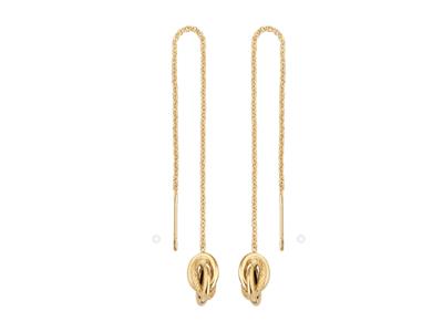 Orecchini Guyanesi Nodi Forat Incisi 4 X 9 Mm, Catena 8 Cm, Oro Giallo 18k