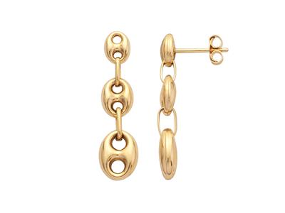 Orecchini Pendenti 3 Chicchi Di Caffè 4,7-6-7,3 Mm, Oro Giallo 18 Ct. - Immagine Standard - 1