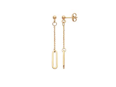 Orecchini A Maglia Rettangolare Cava Su Catena 40 Mm, Oro Giallo 18 Ct. - Immagine Standard - 1