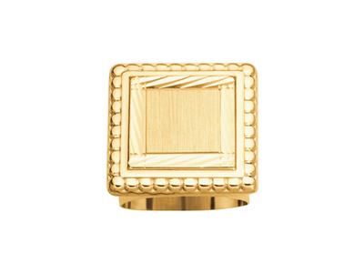 Anello Sigillo Quadrato Centro Liscio 26 MM Oro Giallo 18k Misura 63