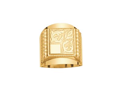 Chevalière Quadrata Con Motivo, 24 Mm, Oro Giallo, Dito 69