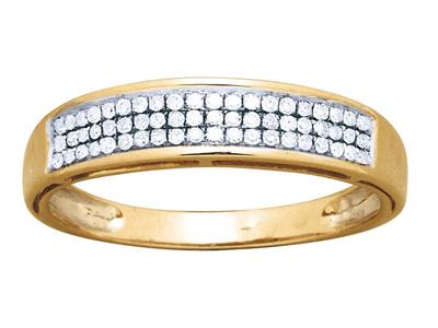 Fede Nuziale Incastonata In 3 File,diamanti Da 0,19 Ct, Oro Giallo 18 Kt, Dito 48 - Immagine Standard - 1
