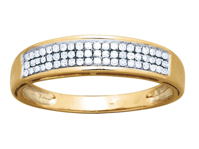 Fede Nuziale Con Set Di 3 File, Diamanti Da 0,19 Ct, Oro Giallo 18 Kt,misura Del Dito 56 - Immagine Standard - 1