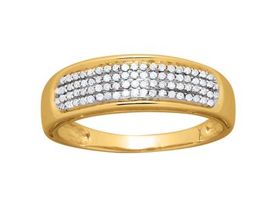 Anello Incastonato Con 4 File Di Diamanti Da 0,25 Ct, Oro Giallo 18 Kt, Misura Del Dito 52
