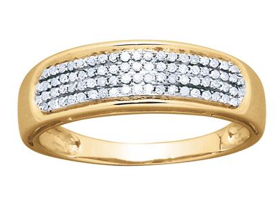 Anello Incastonato Con 4 File Di Diamanti Da 0,25 Ct, Oro Giallo 18 Kt, Misura Del Dito 52 - Immagine Standard - 3