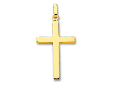 Croce In Filo Quadrato Massiccio Da25 Mm, Oro Giallo 18 Carati Lucido - Immagine Standard - 1
