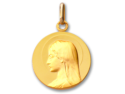 Medaglia Vergine, Oro Giallo 18k Opaco