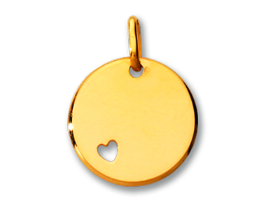 Medaglia Token Cuore 16 Mm, Oro Giallo Lucido 18 Carati