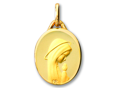 Medaglia Della Vergine In Preghiera, Oro Giallo 18 Ct.
