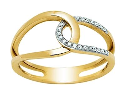Anello Intrecciato Traforato, Diamanti 0,09 Carati, Oro Giallo 18 Ct, Dito 48 - Immagine Standard - 1