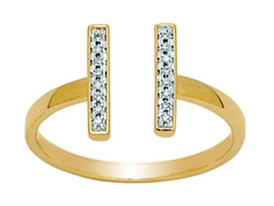 Anello Aperto A Doppia Barretta, Diamanti Da 0,06 Ct, Oro Giallo 18 Kt, Misura Del Dito 54