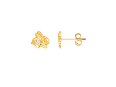 Orecchini Rabbit 6 X 5 MM Con Zirconi, Oro Giallo 18 Ct.