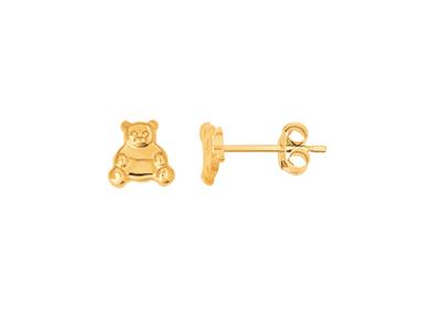 Orecchini Teddy Bear 5 X 5 Mm, Oro Giallo 18 Carati