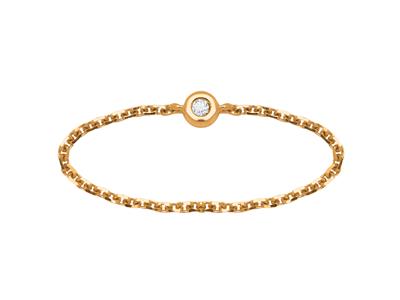 Anello A Catena, Diamanti Da 0,03 Ct, Oro Giallo 18 Kt, Dito 52