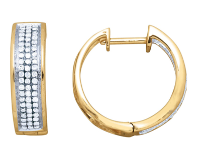 Orecchini A Cerchio A 3 File, Diamanti Da 0,35 Ct, 15 Mm, Oro Giallo 18 Carati