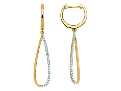 Orecchini Pendenti Da 37 Mm, Diamanti Da 0,13 Ct, Oro Giallo 18 Carati