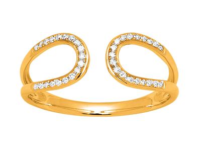 Anello Con Asole Back-to-back, Diamanti Da 0,10 Ct, Oro Giallo 18 Kt, Misura 58 - Immagine Standard - 1