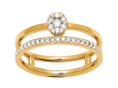 Anello Solitario E Fede Nuziale, Diamanti 0,20 Carati, Oro Giallo 18 Carati, Dito 50 - Immagine Standard - 1