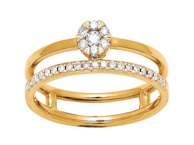 Anello Solitario E Fede Nuziale, Diamanti Da 0,20 Ct, Oro Giallo 18 Kt, Misura 56 - Immagine Standard - 1